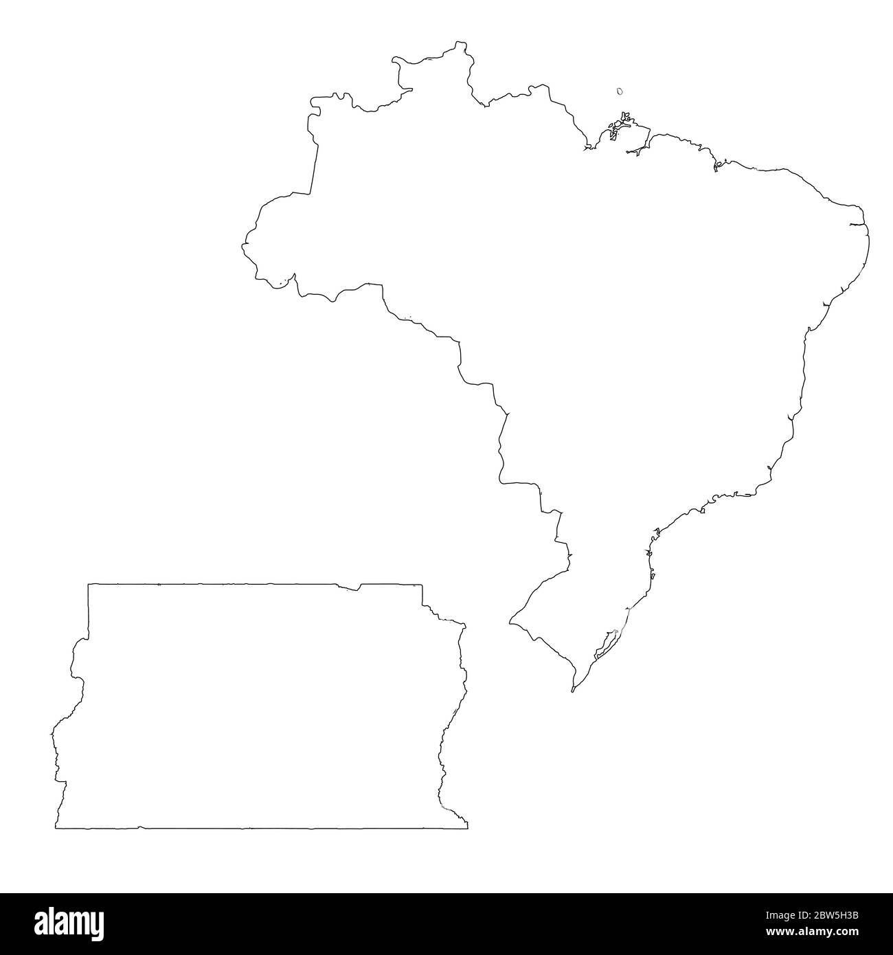 Vektorkarte Brasilien und Brasilia. Land und Hauptstadt. Isolierte Vektorgrafik. Übersicht. EPS 10-Abbildung. Stock Vektor