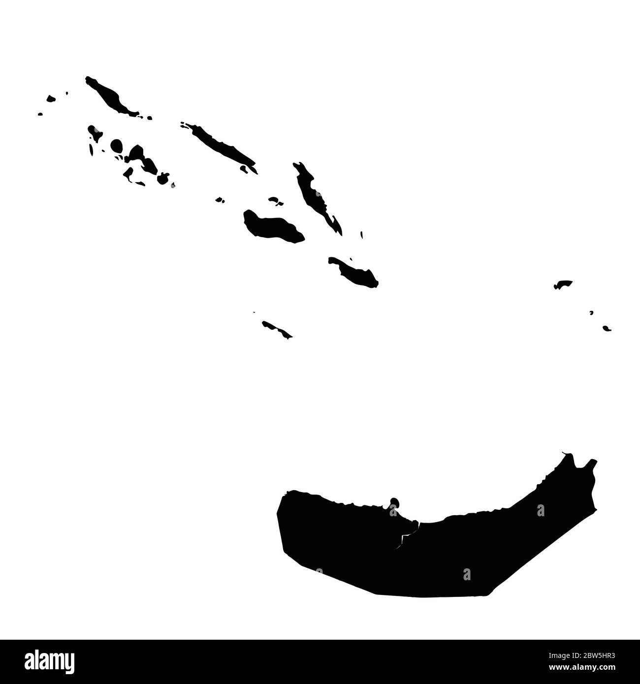 Vektorkarte Salomonen und Honiara. Land und Hauptstadt. Isolierte Vektorgrafik. Schwarz auf weißem Hintergrund. EPS 10-Abbildung. Stock Vektor