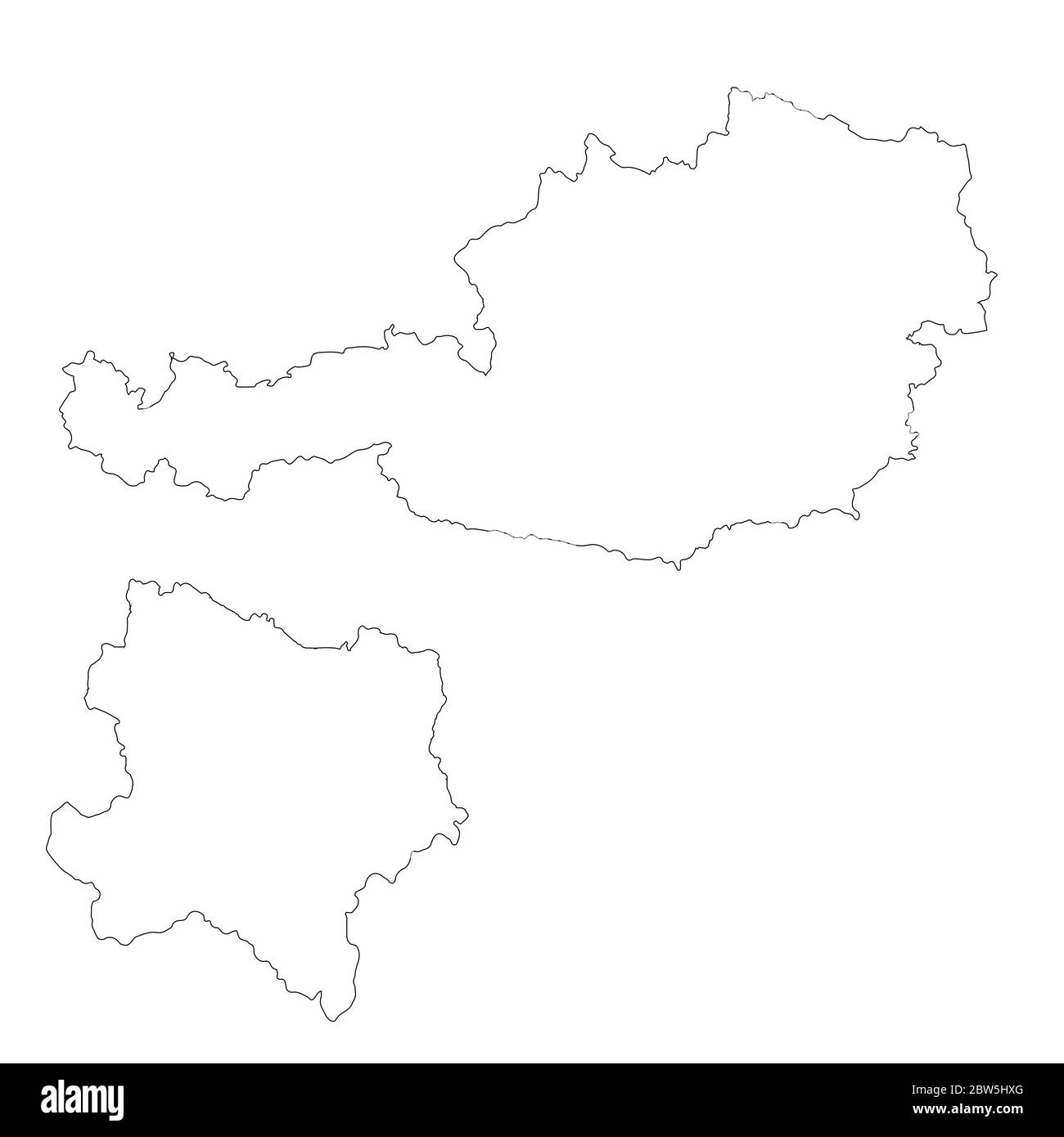 Vektorkarte Österreich und Vene. Land und Hauptstadt. Isolierte Vektorgrafik. Übersicht. EPS 10-Abbildung. Stock Vektor