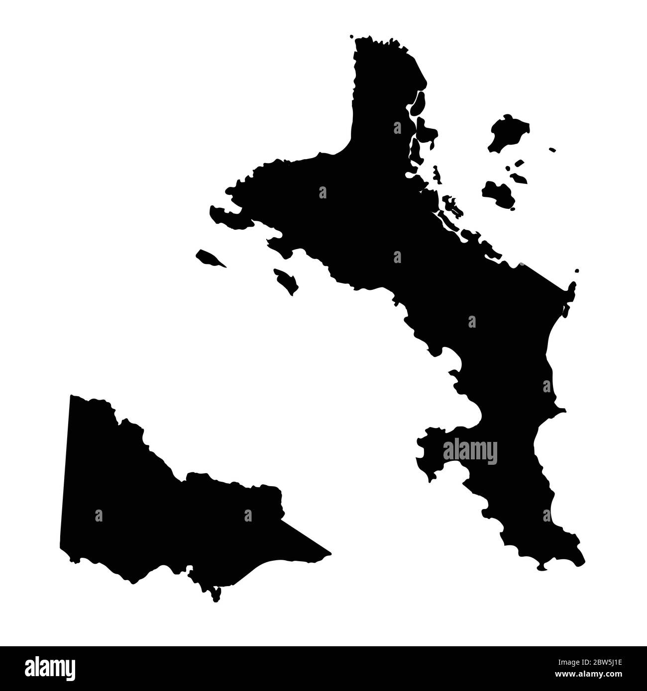 Vektorkarte Seychellen und Victoria. Land und Hauptstadt. Isolierte Vektorgrafik. Schwarz auf weißem Hintergrund. EPS 10-Abbildung. Stock Vektor