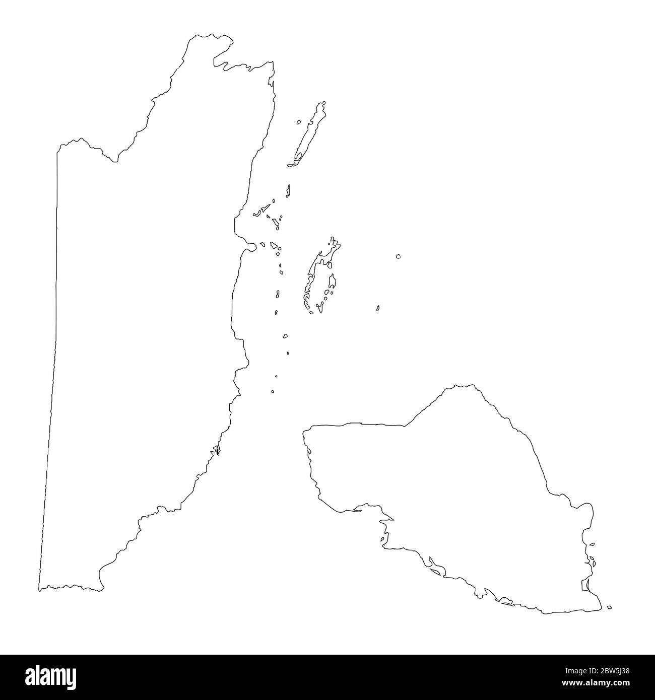 Vektorkarte Belize und Belmopan. Land und Hauptstadt. Isolierte Vektorgrafik. Übersicht. EPS 10-Abbildung. Stock Vektor