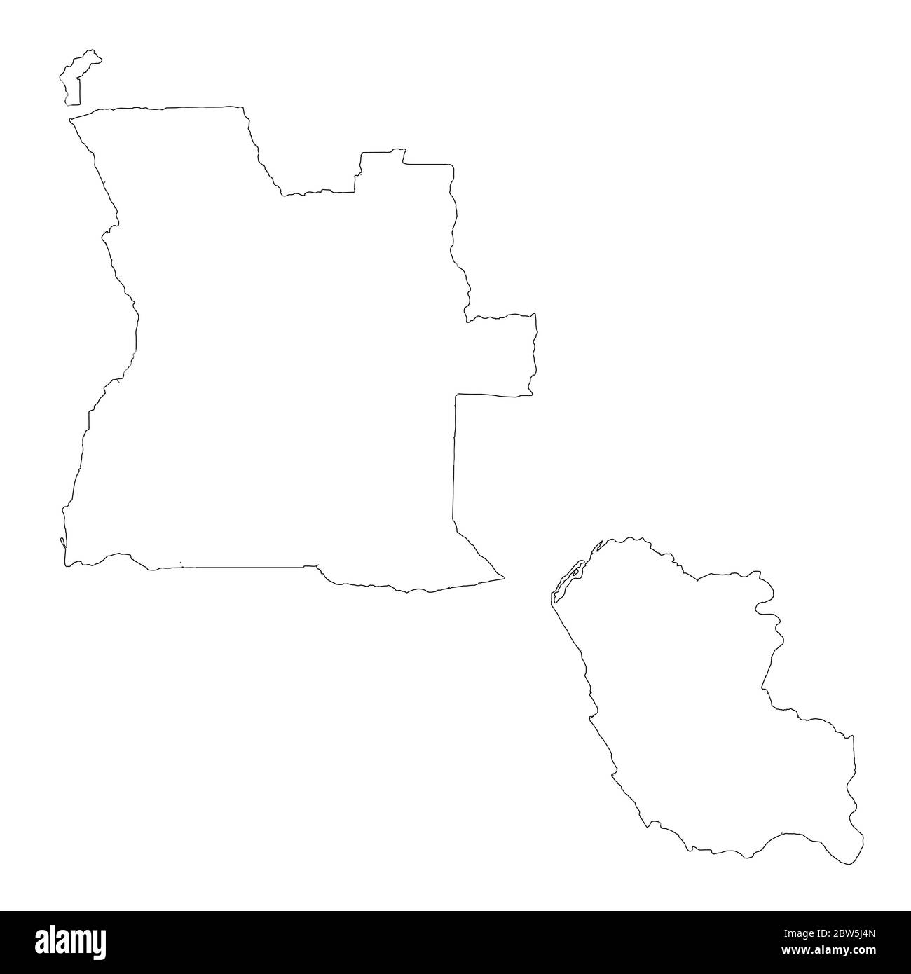 Vektorkarte Angola und Luanda. Land und Hauptstadt. Isolierte Vektorgrafik. Übersicht. EPS 10-Abbildung. Stock Vektor