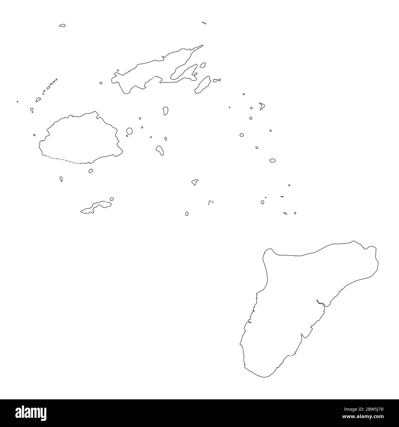 Vektorkarte Fidschi und Suva. Land und Hauptstadt. Isolierte Vektorgrafik. Übersicht. EPS 10-Abbildung. Stock Vektor