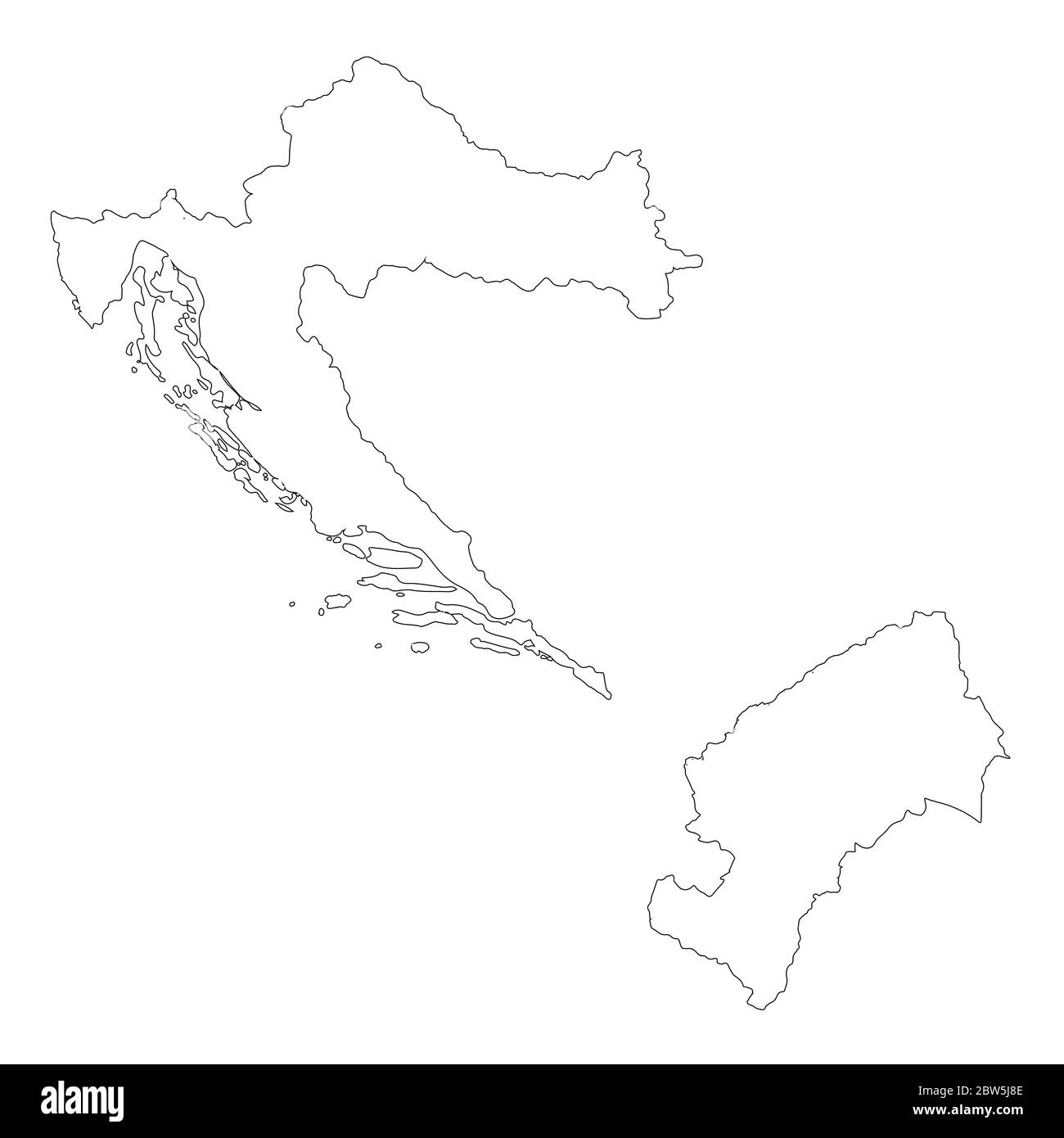 Vektorkarte Kroatien und Zagreb. Land und Hauptstadt. Isolierte Vektorgrafik. Übersicht. EPS 10-Abbildung. Stock Vektor