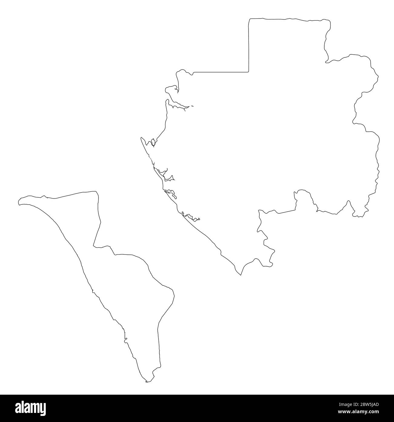 Vektorkarte Gabun und Libreville. Land und Hauptstadt. Isolierte Vektorgrafik. Übersicht. EPS 10-Abbildung. Stock Vektor