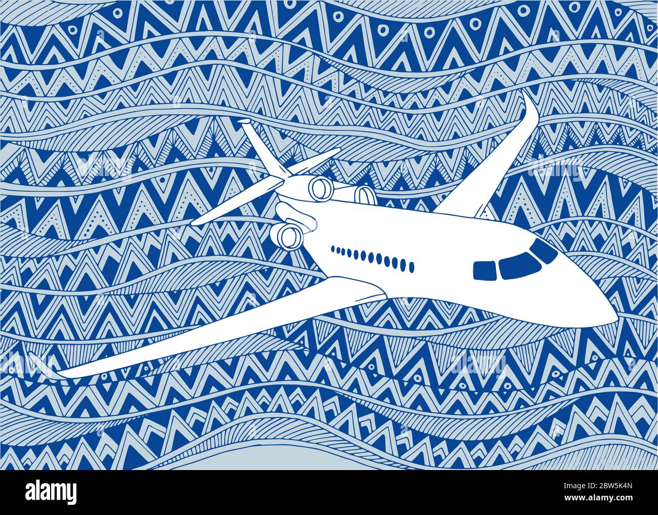 Kleines Flugzeug. Flugzeug handgezeichnete Vektor-Illustration. Business Jet Skizze Zeichnung auf Doodle Hintergrund. Stock Vektor