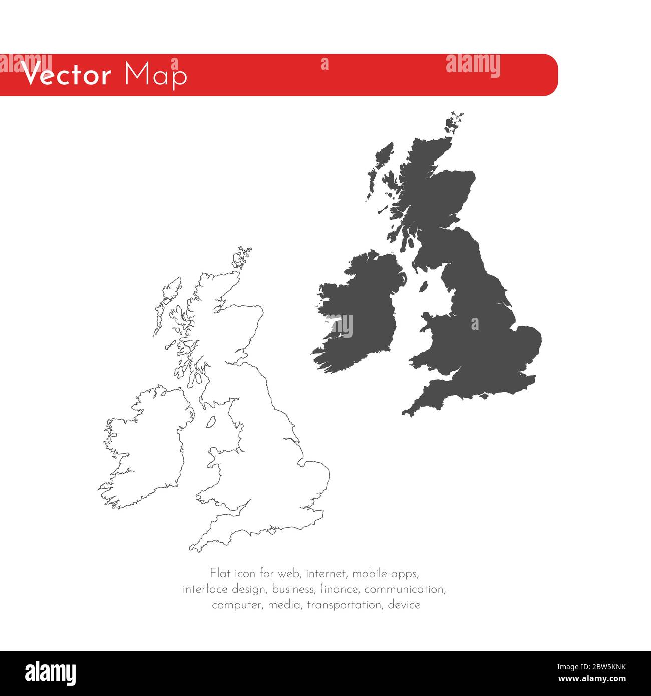 Vektorkarte Großbritannien. Isolierte Vektorgrafik. Schwarz auf weißem Hintergrund. EPS 10-Abbildung. Stock Vektor