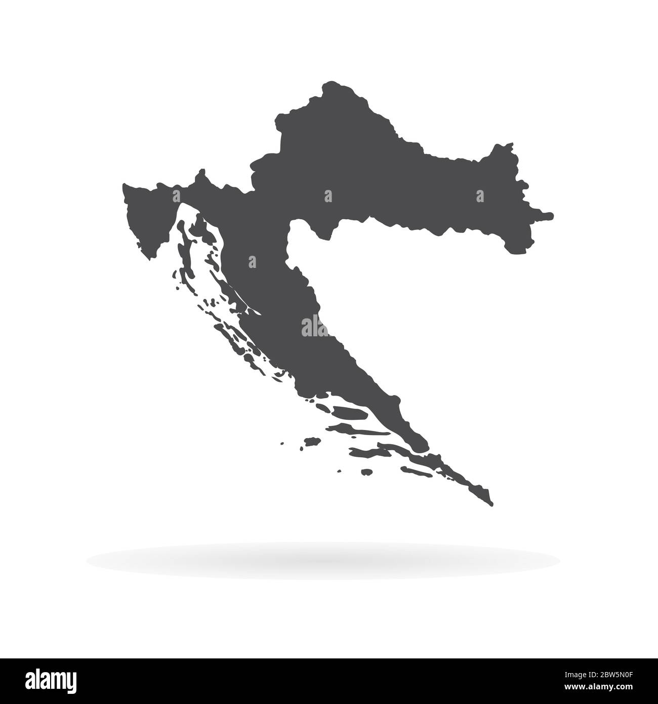 Vektorkarte Kroatien. Isolierte Vektorgrafik. Schwarz auf weißem Hintergrund. EPS 10-Abbildung. Stock Vektor