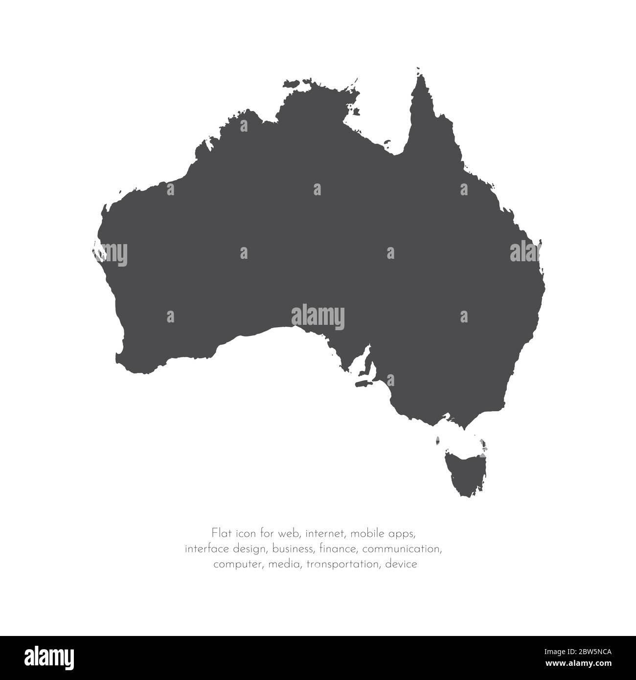 Vektorkarte Australien. Isolierte Vektorgrafik. Schwarz auf weißem Hintergrund. EPS 10-Abbildung. Stock Vektor