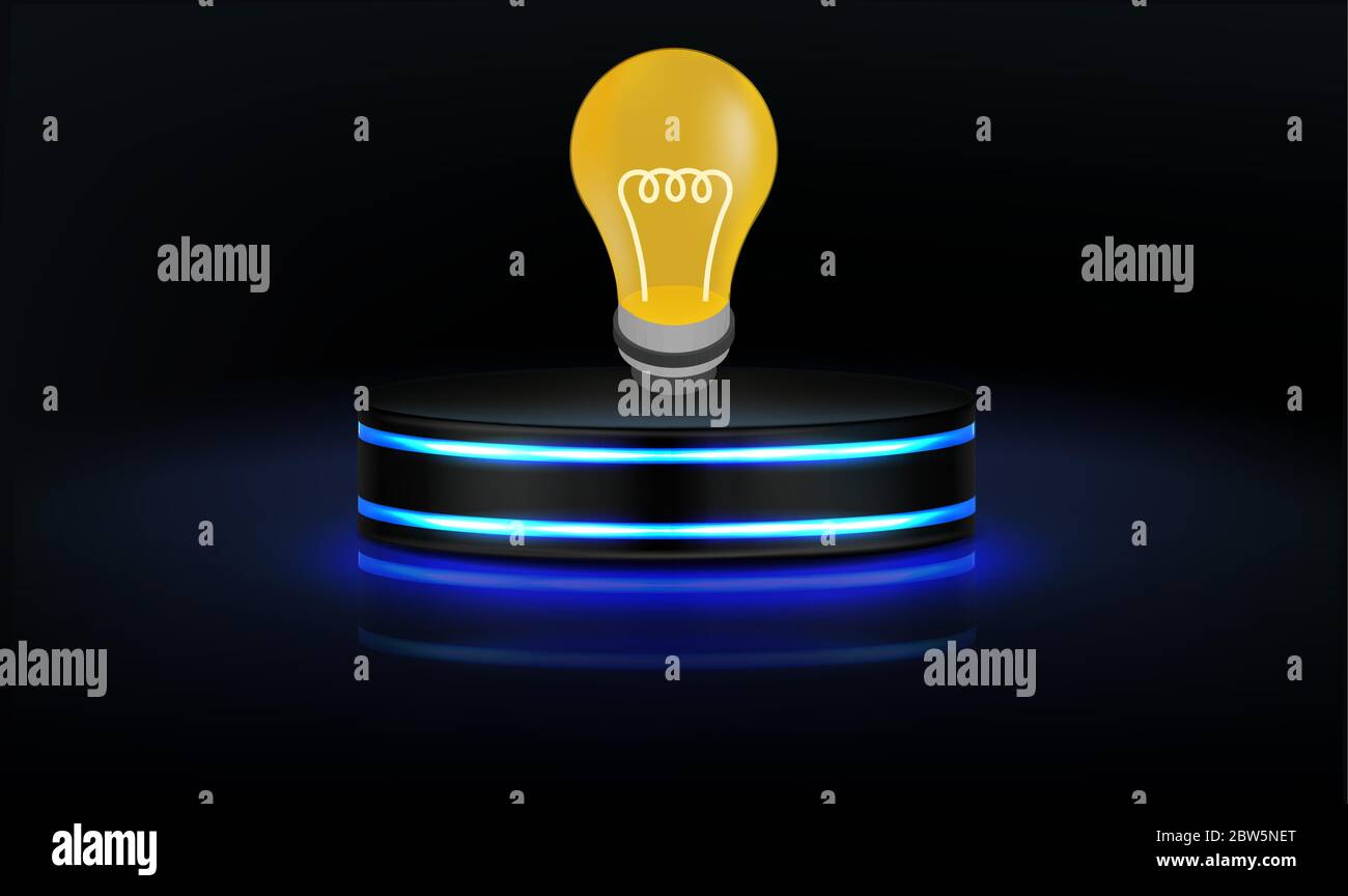 Abstrakte Technologie-Lampe auf digitalem Podium Stand Stock Vektor
