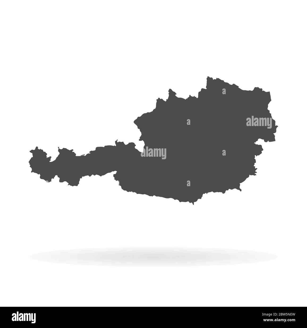 Vektorkarte Österreich. Isolierte Vektorgrafik. Schwarz auf weißem Hintergrund. EPS 10-Abbildung. Stock Vektor