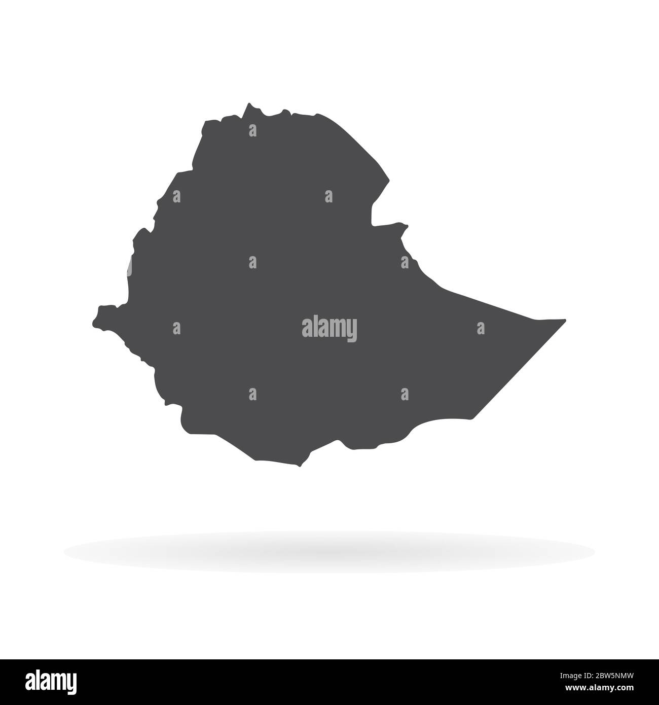 Vektorkarte Äthiopien. Isolierte Vektorgrafik. Schwarz auf weißem Hintergrund. EPS 10-Abbildung. Stock Vektor