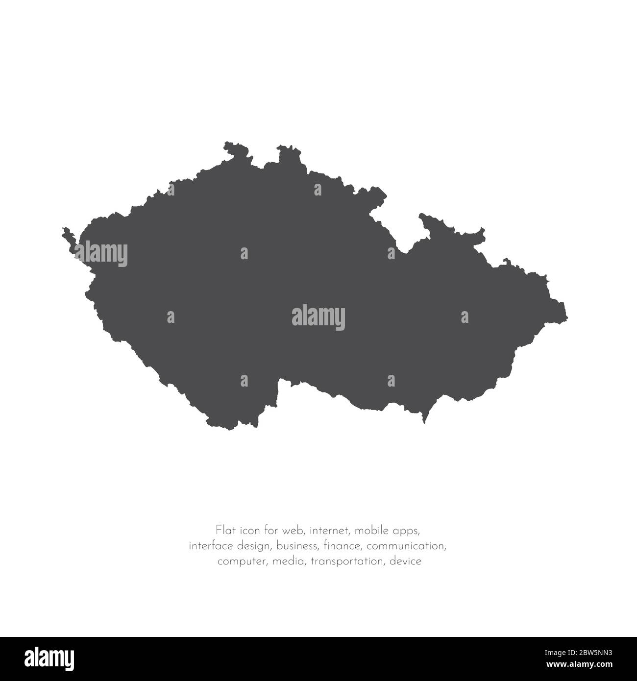 Vektorkarte Tschechische Republik. Isolierte Vektorgrafik. Schwarz auf weißem Hintergrund. EPS 10-Abbildung. Stock Vektor