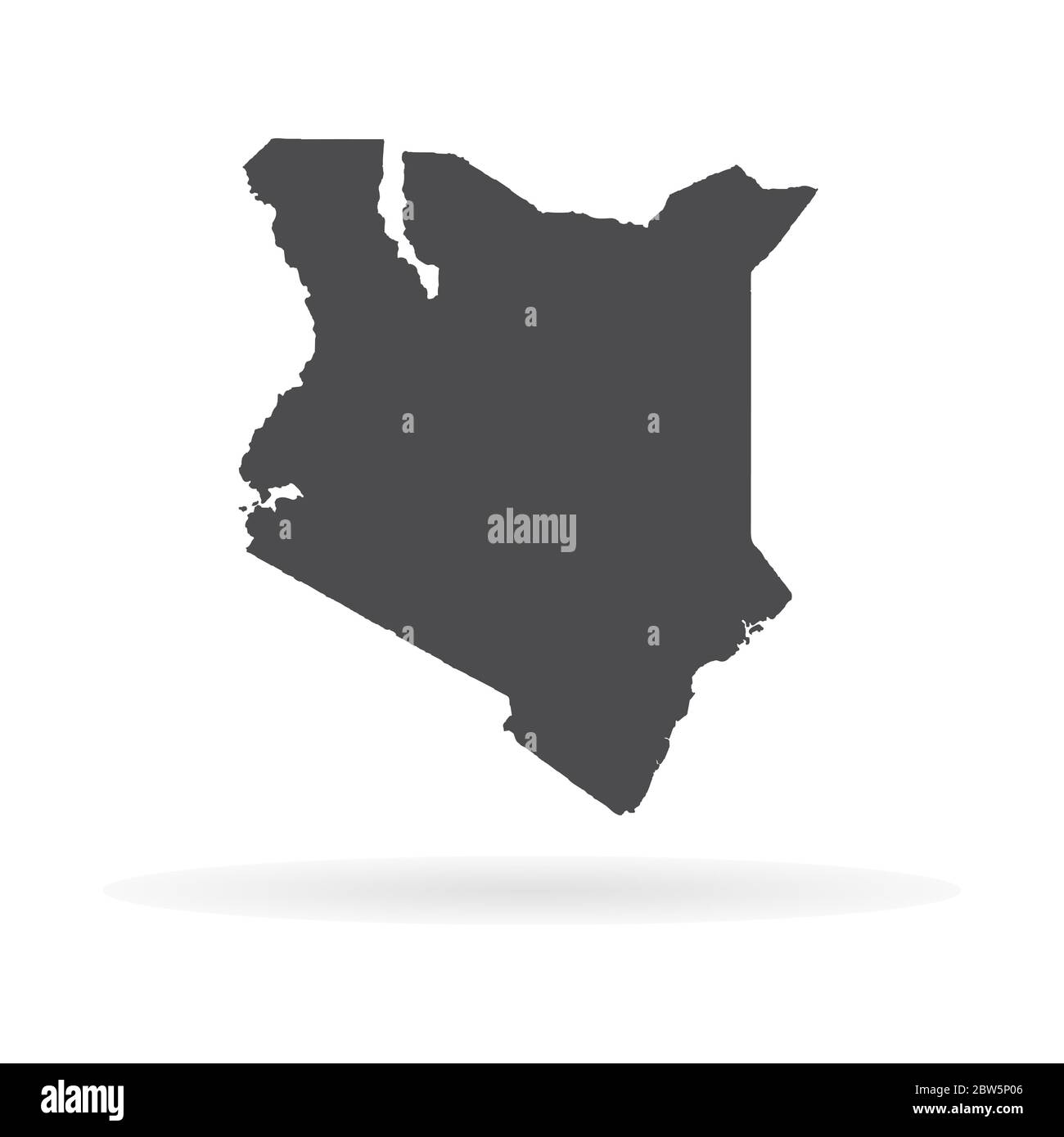Vektorkarte Kenia. Isolierte Vektorgrafik. Schwarz auf weißem Hintergrund. EPS 10-Abbildung. Stock Vektor