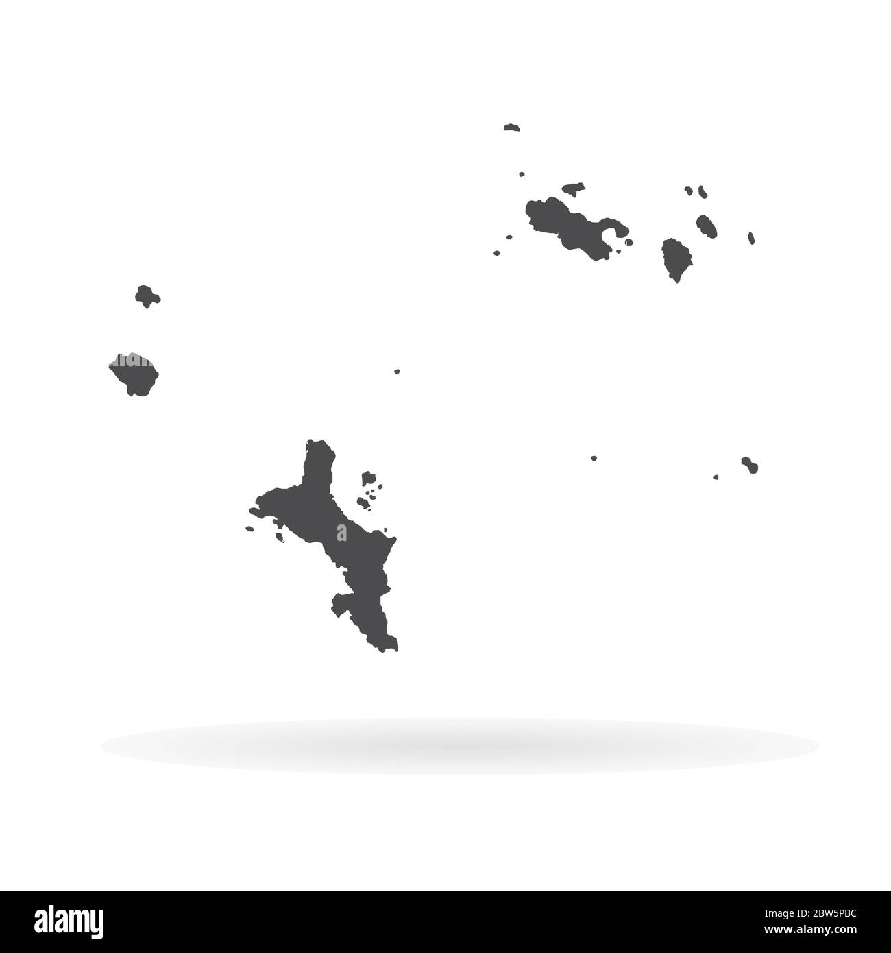 Vektorkarte Seychellen und Victoria. Isolierte Vektorgrafik. Schwarz auf weißem Hintergrund. EPS 10-Abbildung. Stock Vektor