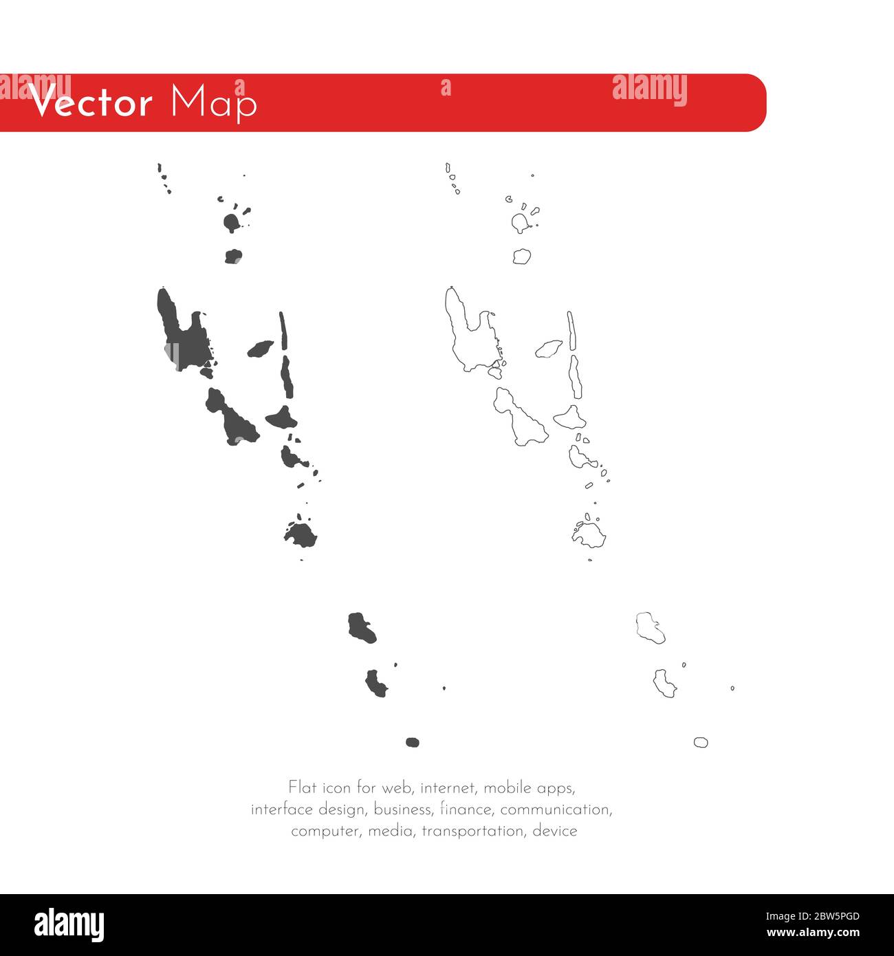 Vektorkarte Vanuatu. Isolierte Vektorgrafik. Schwarz auf weißem Hintergrund. EPS 10-Abbildung. Stock Vektor