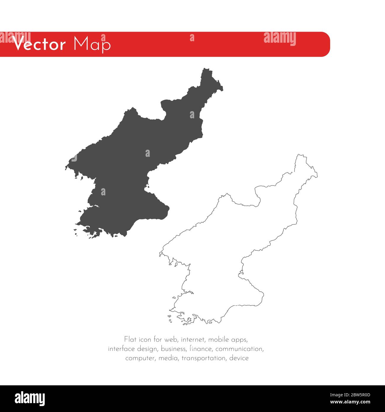 Vektorkarte Nordkorea. Isolierte Vektorgrafik. Schwarz auf weißem Hintergrund. EPS 10-Abbildung. Stock Vektor