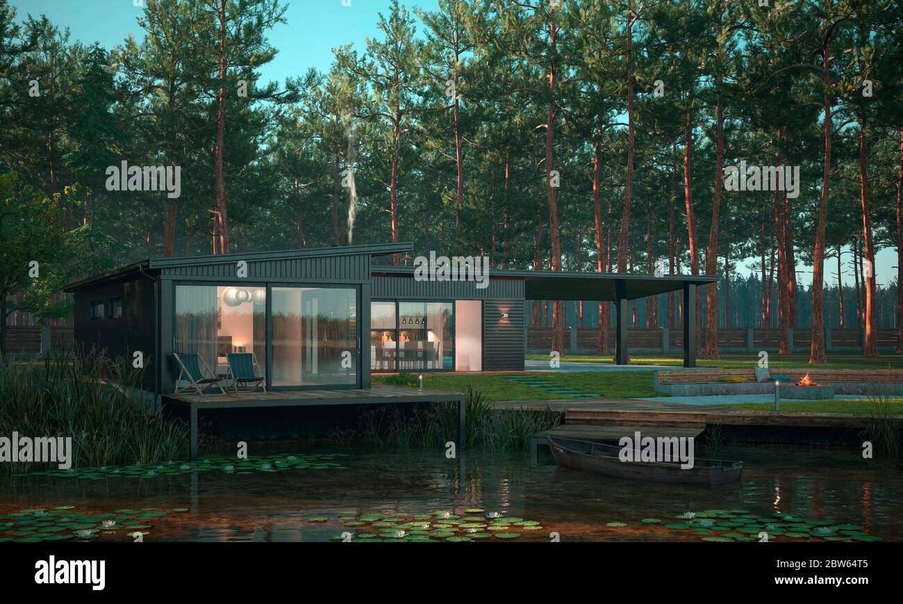3D-Illustration fotorealistischen Render Gebäude außen im Freien Stockfoto