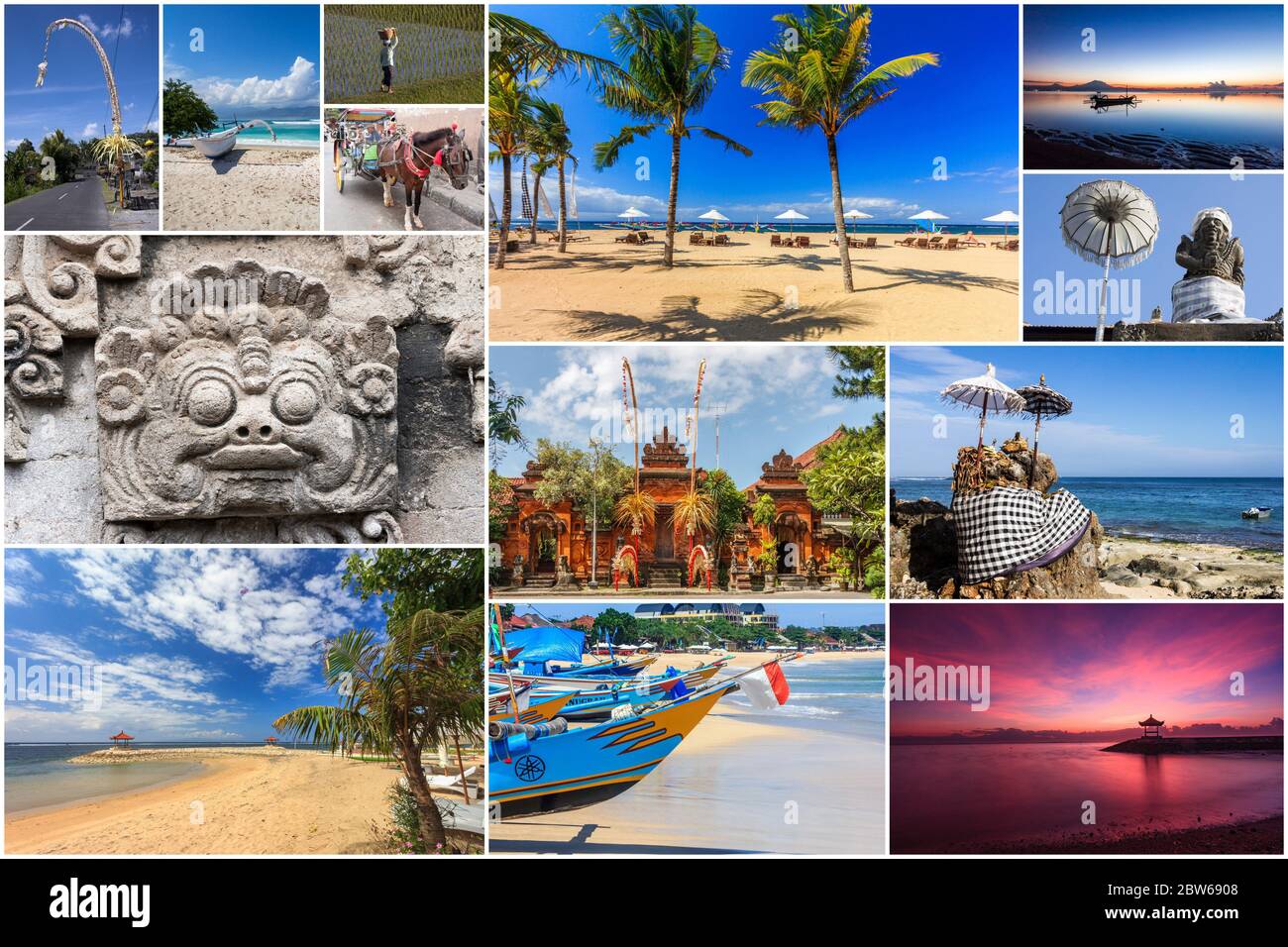 Reisebilder Collage von Bali, Indonesien Stockfoto