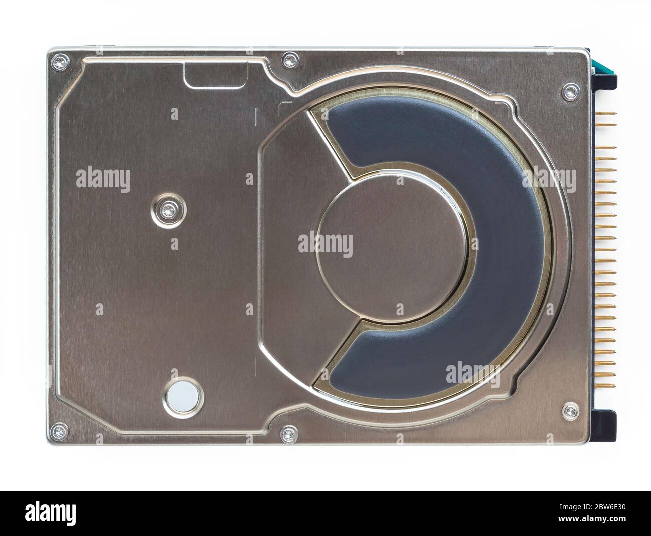 Computer-Festplatte, Draufsicht, isoliert auf weißem Hintergrund Stockfoto