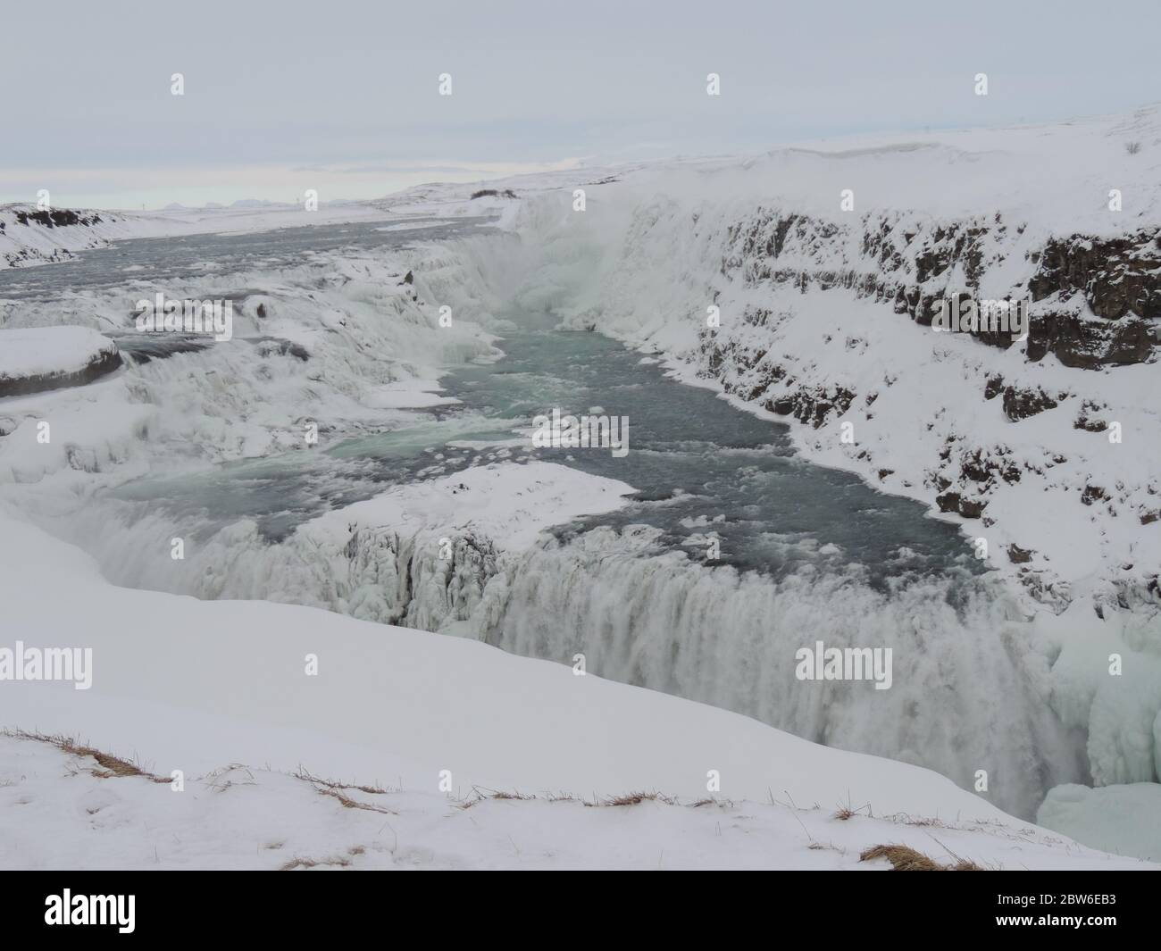 Gulfoss im Winter gefroren Stockfoto