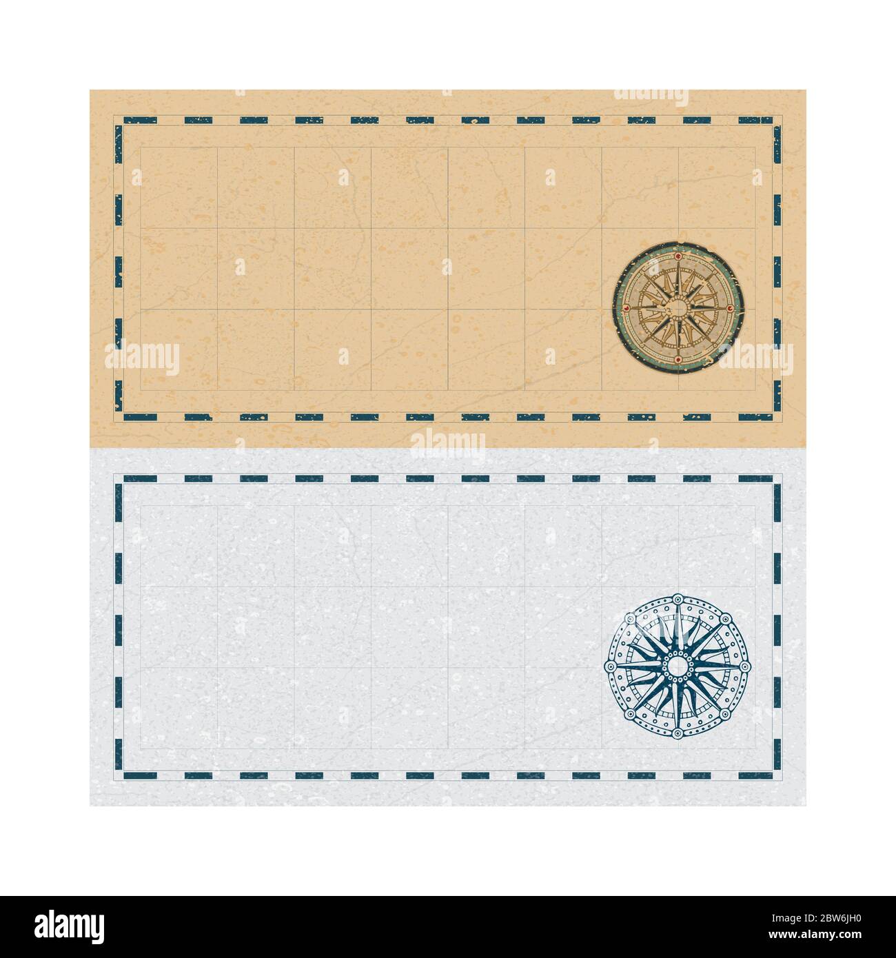 Kartenhintergrund und Windrose-Symbol. Karte im Vintage-Stil und Vektorgrafik für Kompass. Teil des Sets. Stock Vektor