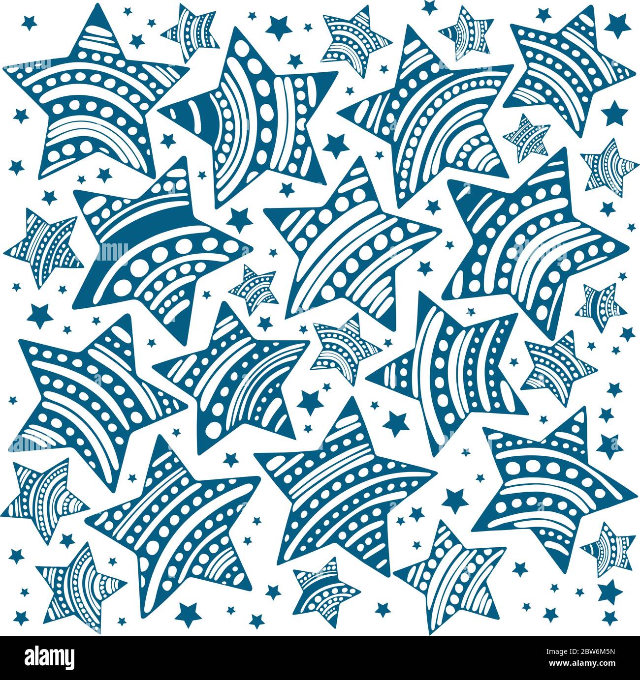 Stars nahtloser Hintergrund. Hand gezeichnet verschiedene Sterne Endless Muster. Doodle Sterne Vektor nahtlose Textur. Teil des Sets. Stock Vektor