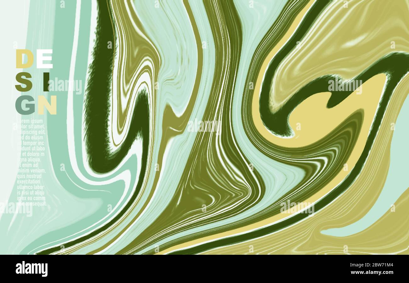 Abstrakte gemischte grüne und gelbe Oberfläche malt Wellen und wirbelt Textur. Trendy Hintergrund für Design-Cover, Flyer, Plakat, Plakate, Karten, invitatio Stock Vektor