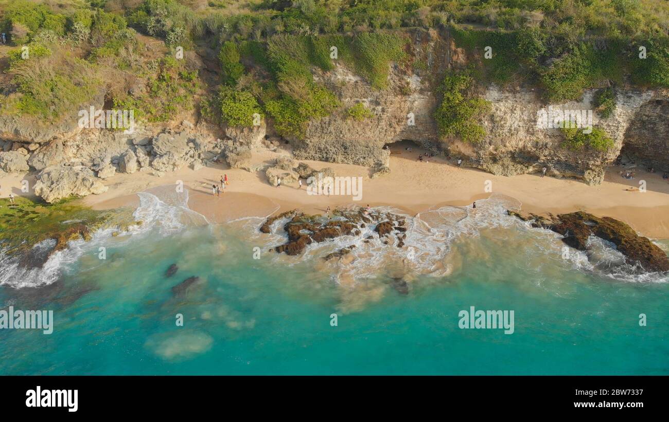 Pantai Tegal Wangi Beach, Insel Bali. Indonesien. Luftaufnahme. Stockfoto