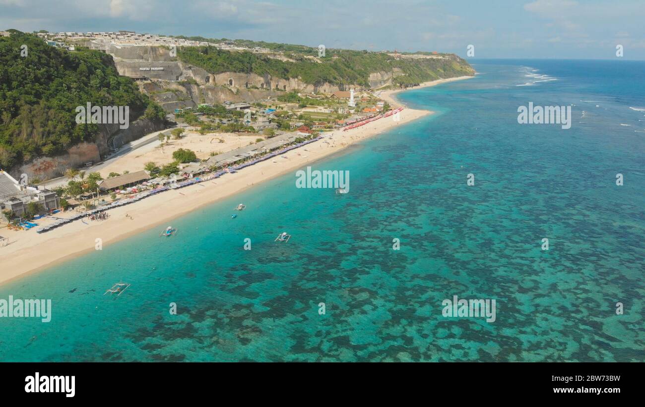 Luftaufnahme Pantai Pandawa Strand in Bali. Indonesien. Stockfoto