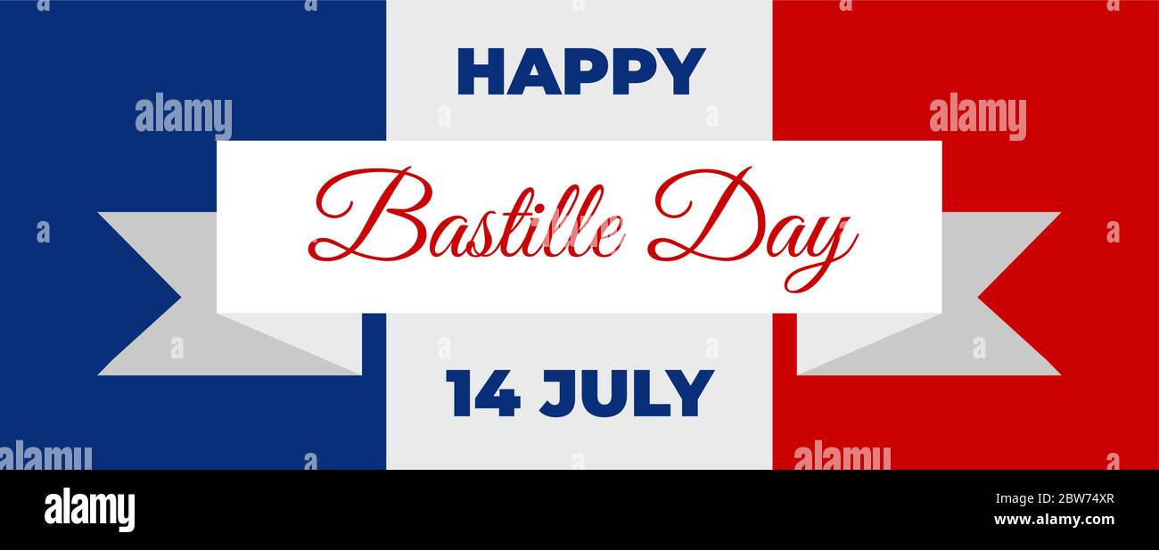 Frohe Festveranstaltung Zum Bastille-Tag. Frankreich Unabhängigkeit Gruß. Vektor Stock Vektor