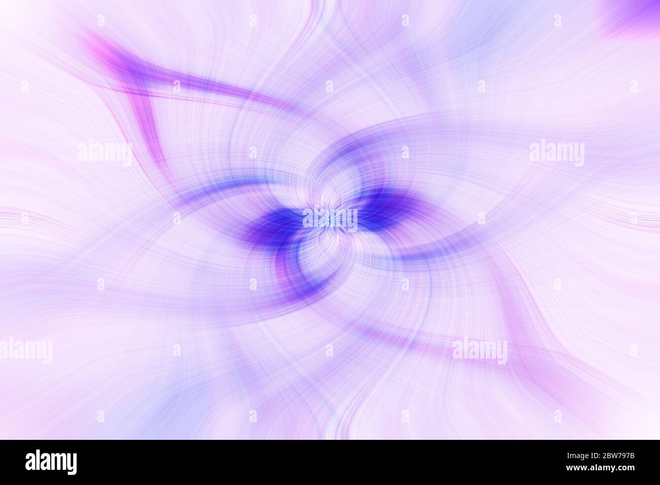 Hintergrund abgestellt. Twirl-Effekt als bunte dekorativ gemusterte Tapete. Weicher Fokus. Lila Hintergrund und dunkelblaue Spirale. Stockfoto