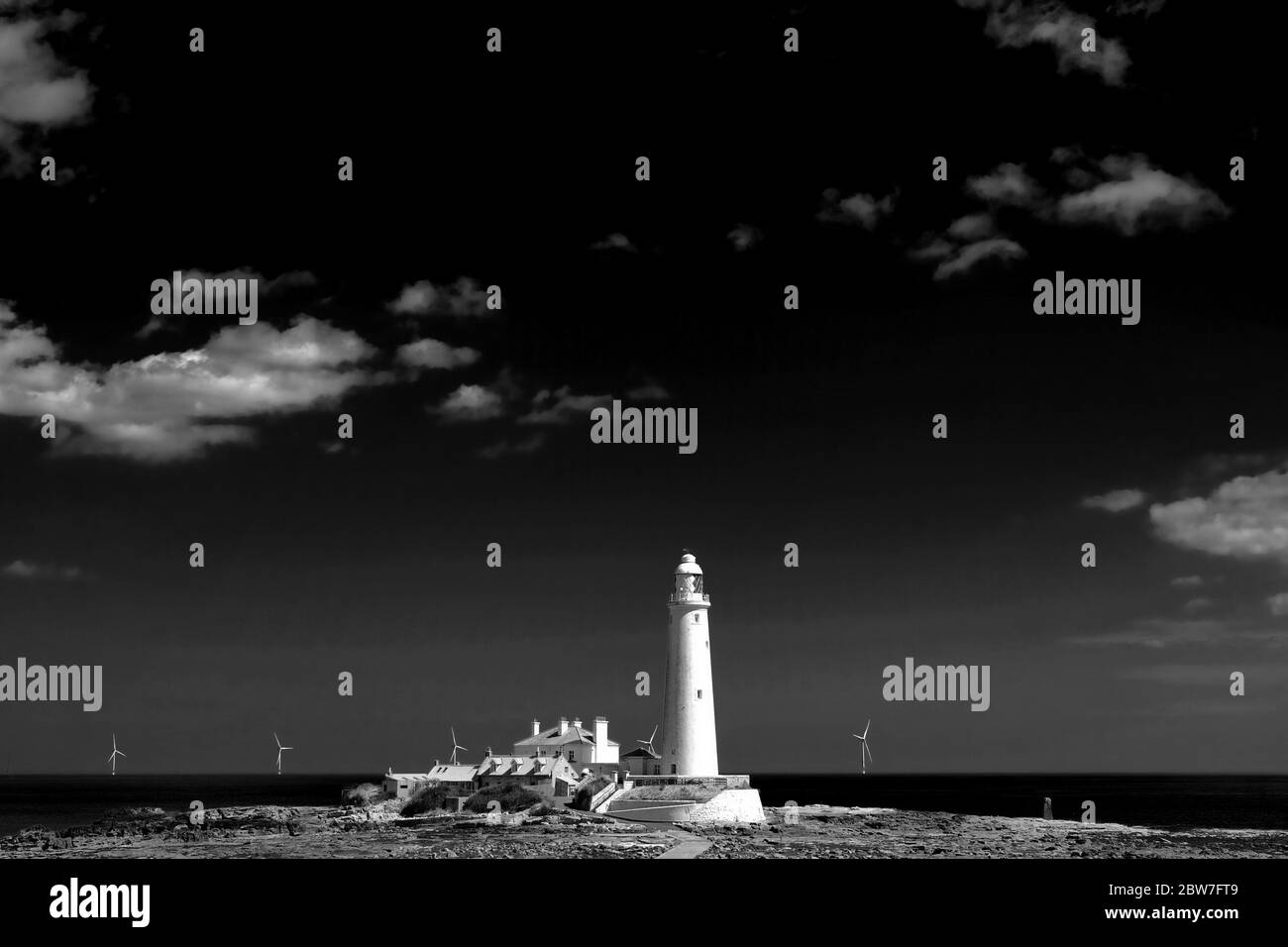 St Mary's Leuchtturm auf Bait Island Whitley Bay Tyne and Wear Stockfoto