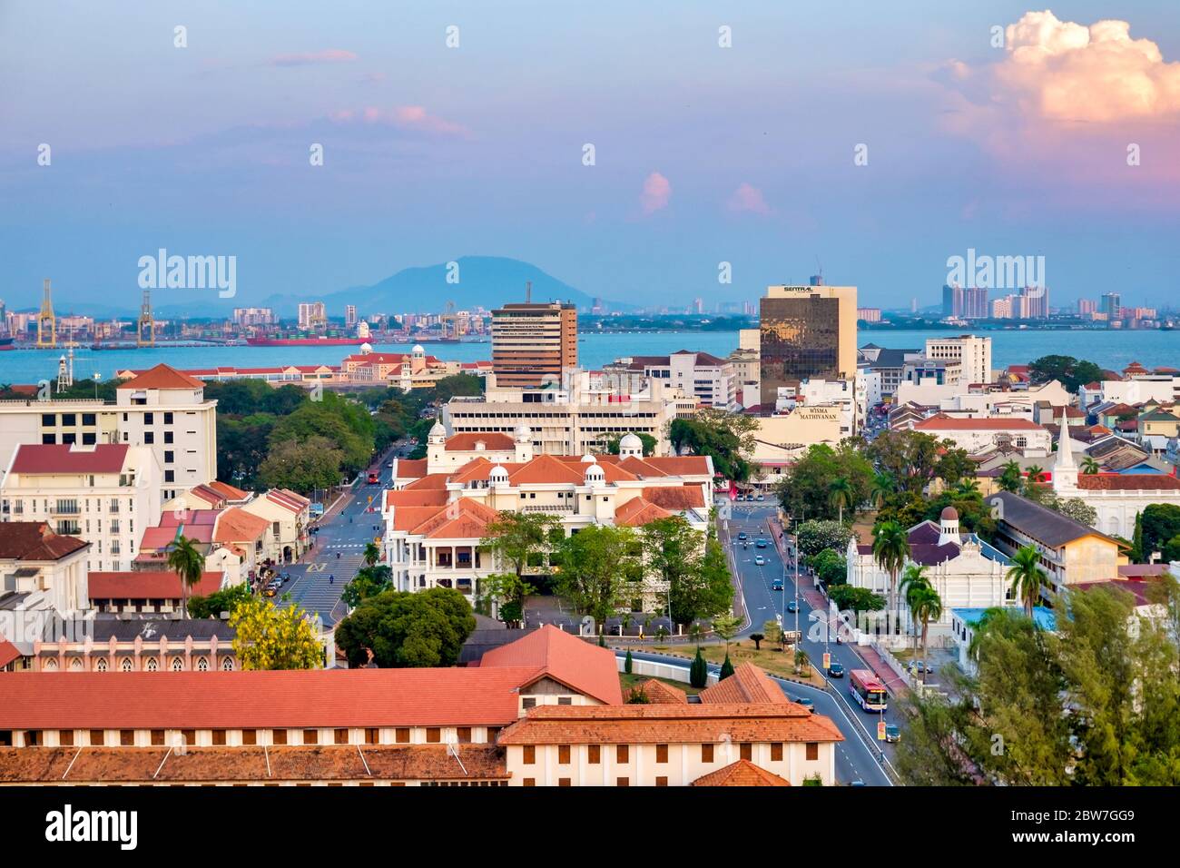 Luftaufnahme von George Town, Penang, Malaysia Stockfoto
