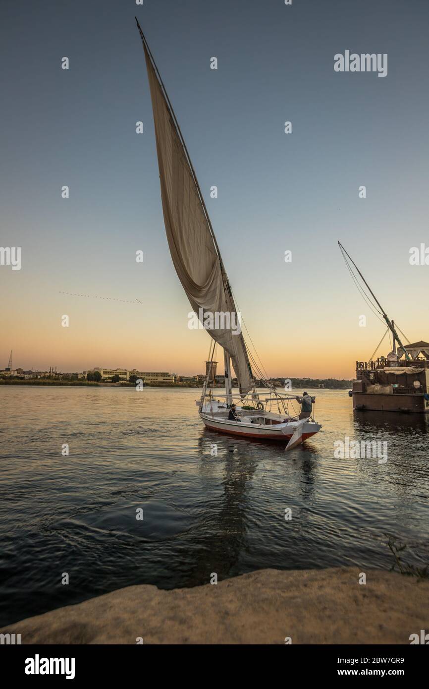 Felucca boat in Nile Stockfoto