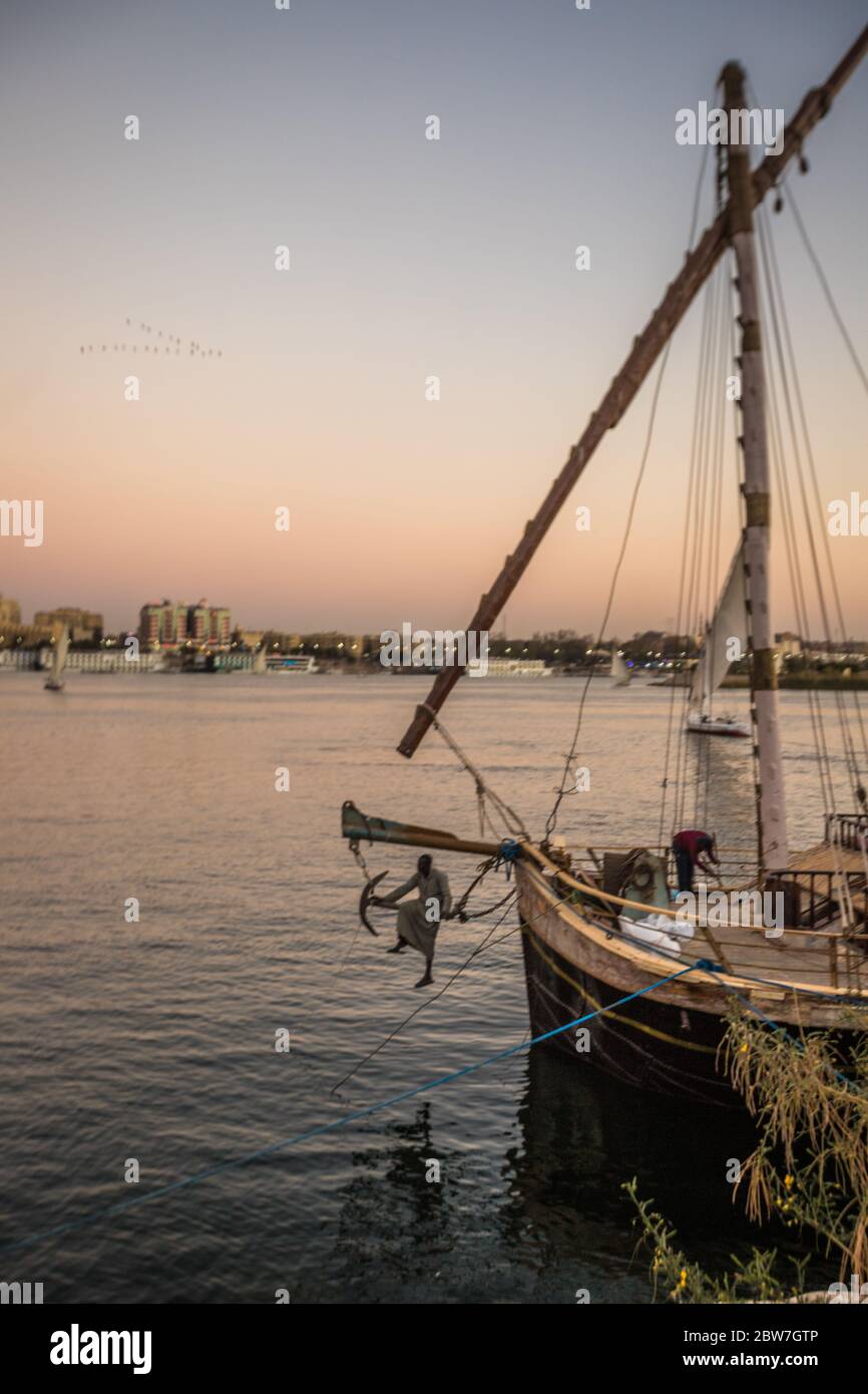 Felucca in Assuan Stockfoto