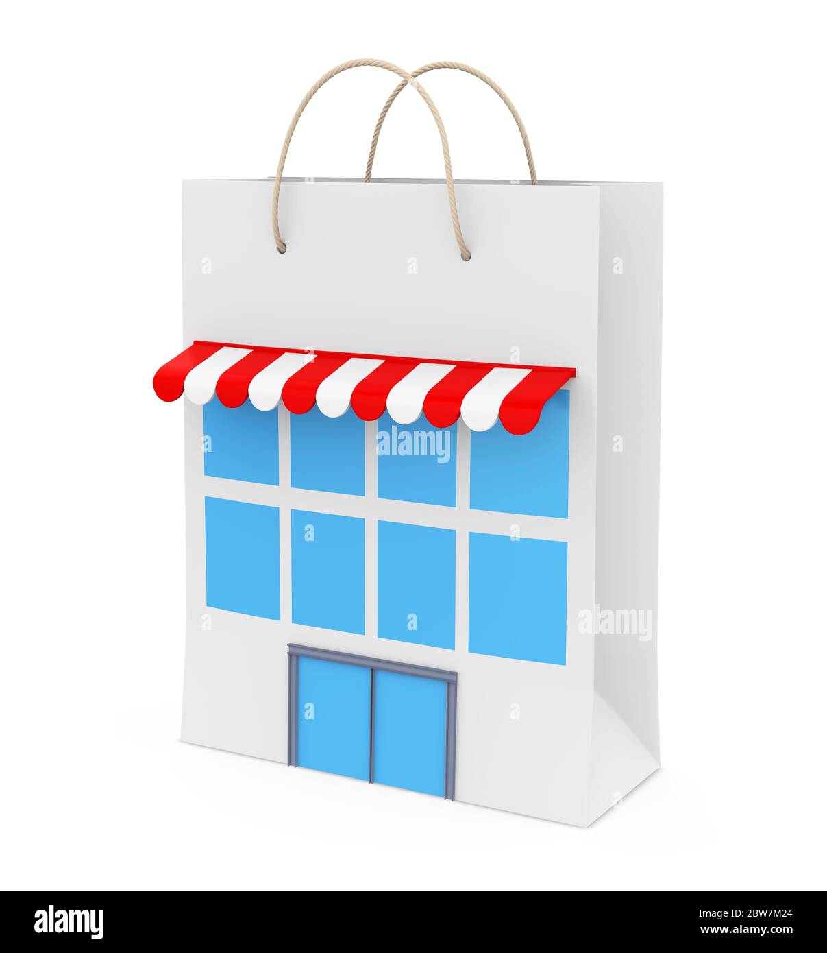 Shopping Bag Store Fassade Isoliert Stockfoto