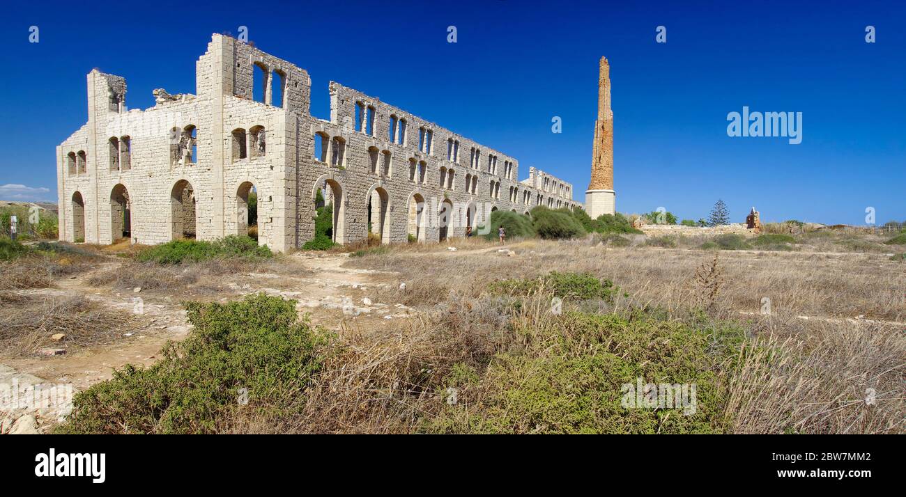 Die Penna Fabrik in Sampieri Sizilien. Italien Stockfoto