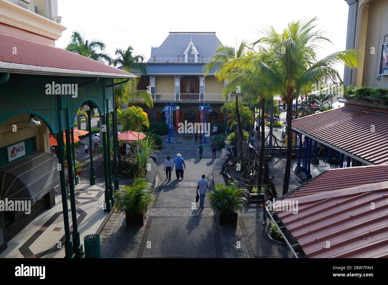 PORT LOUIS/ MAURITIUS - AUGUST 16 2018: Außenansicht des Blue Penny Museums. Es ist ein Briefmarkenmuseum an der Caudan Waterfront in Port Louis, der Hauptstadt von Mau Stockfoto