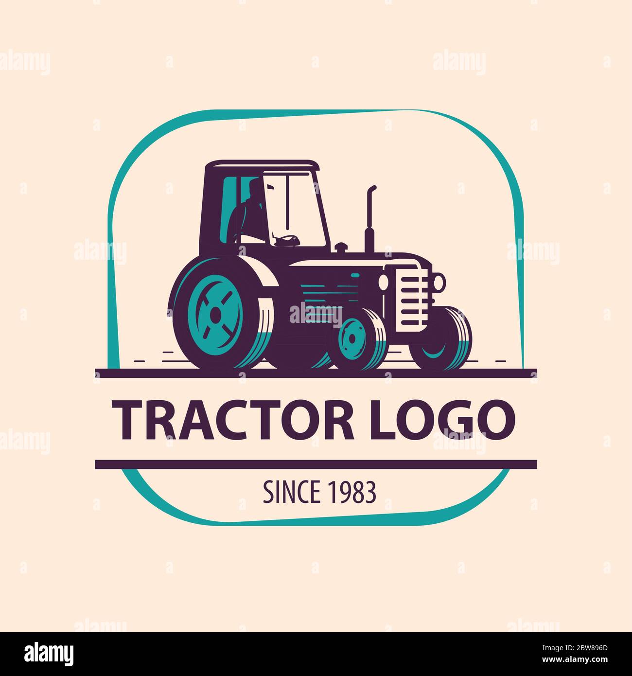 Logo des Landtraktors. Landwirtschaft, Bauernhof Vektor Illustration Stock Vektor