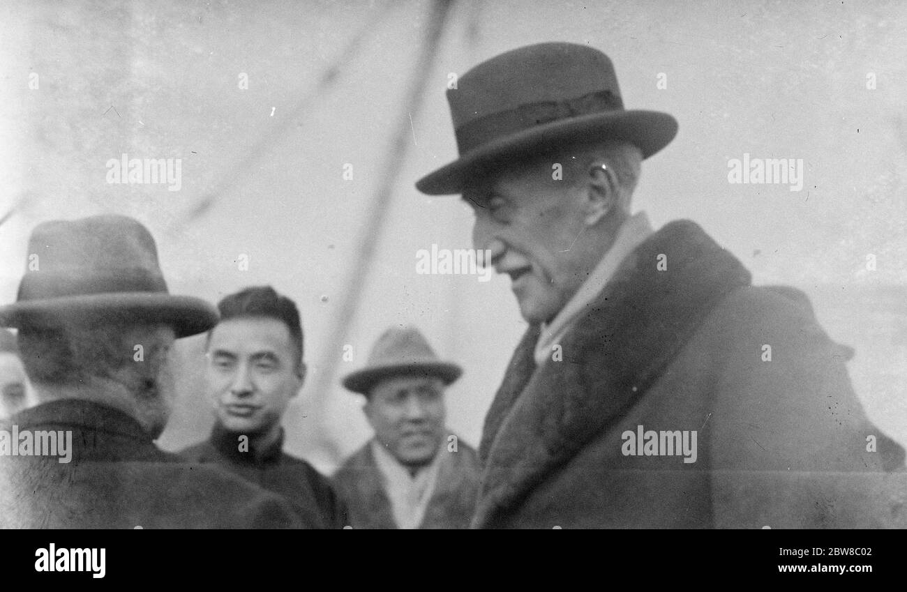 Lord Willingdon bei seiner Ankunft in Tientsin als Leiter der britischen Boxer Indemity Commission. 29 März 1926 Stockfoto