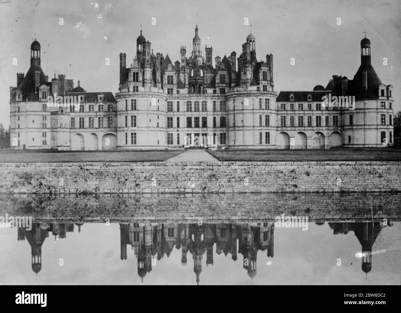 Chambord . Das Schloss , Nordfassade . 21. Januar 1928 Stockfoto