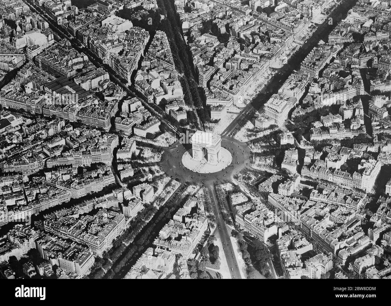 Paris aus der Luft gesehen. Zeigt den Place de L'etoile . November 1928 Stockfoto