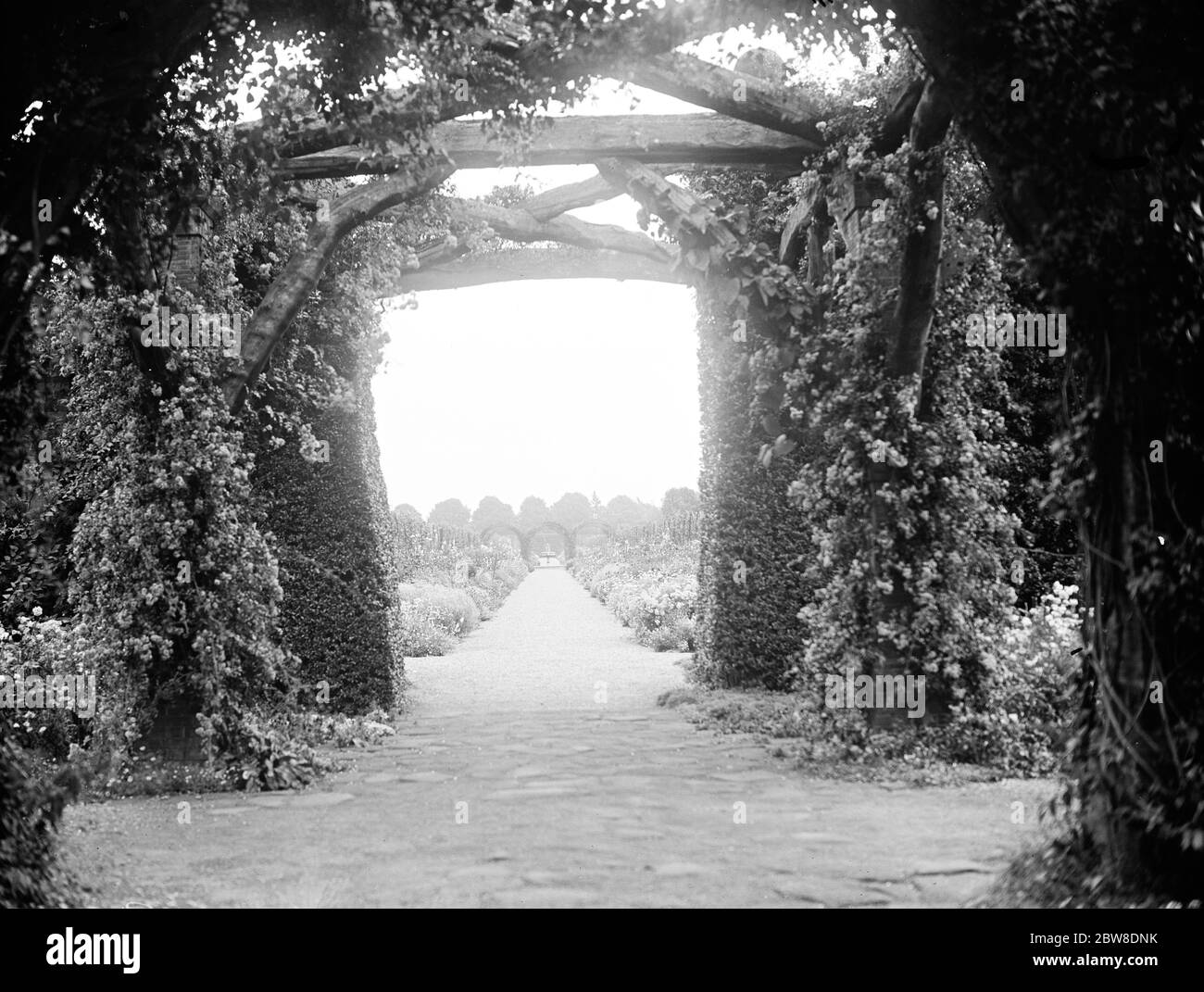 Die Gärten am King ' s Landhaus, Sandringham, Norfolk. Der Blick durch den Pergola-Weg. Bis 22. August 1929 Stockfoto