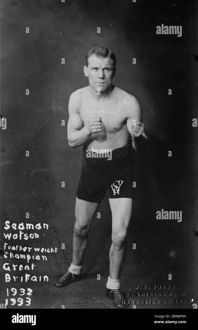 Die Federgewicht-Boxweltmeisterschaft . Schokolade gegen Watson . Im Madison Square Garden zu finden. Seemann Tommy Watson . 11 Mai 1933 Stockfoto