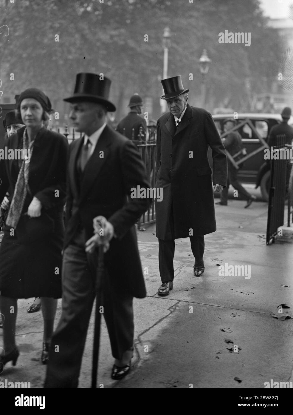 Gedenkfeier für Dr. Stresemann in London. Ein Gedenkgottesdienst für den verstorbenen Dr. Stresemann, der deutsche Außenminister, fand in St. Margaret ' s, Westminster. Lord Robert Cecil Ankunft . Oktober 1929 Stockfoto