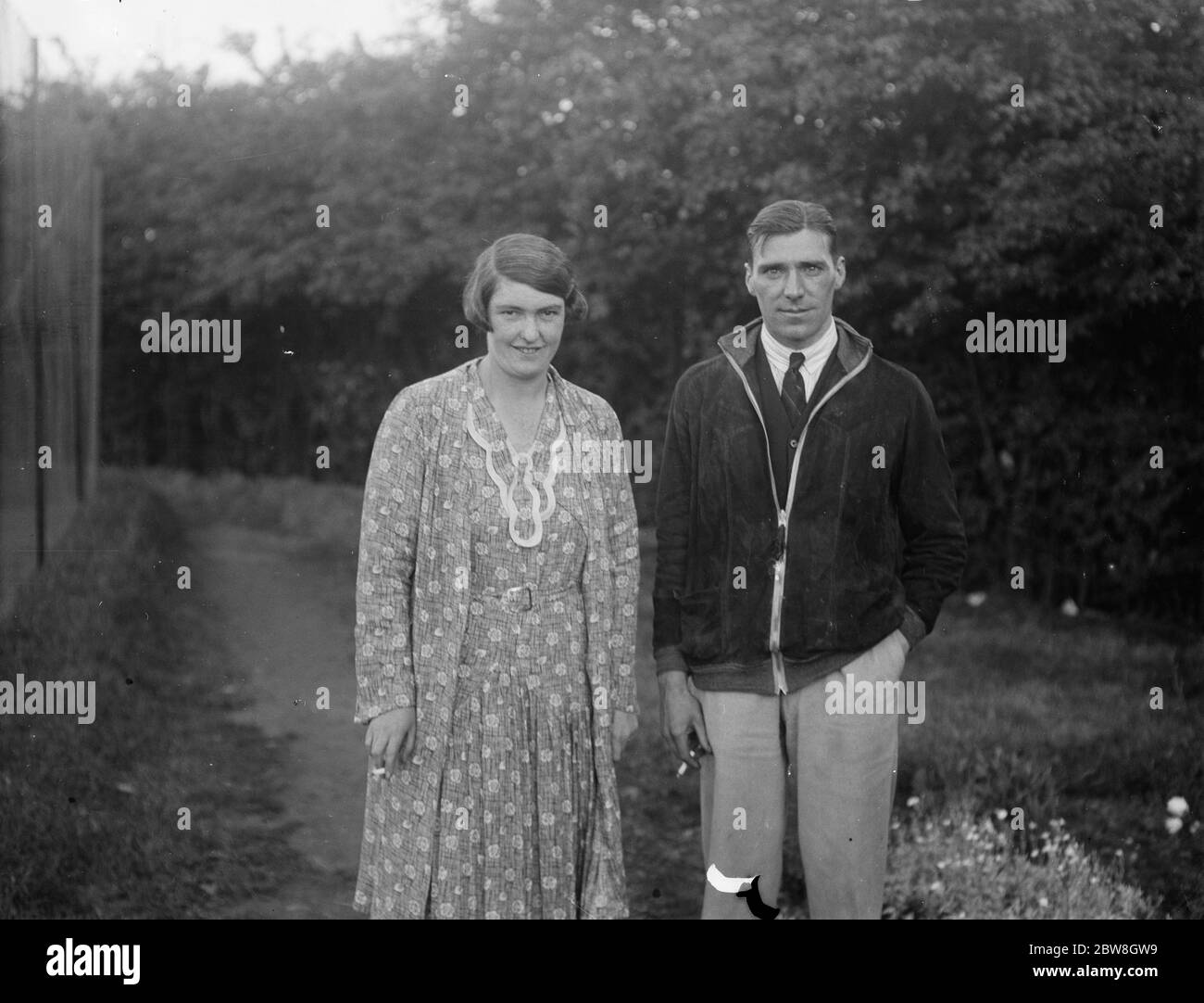 Miss Winifred Brown , der Gewinner des King ' s Cup-Luftrennen und Mr. E R Adams . 1930 Stockfoto