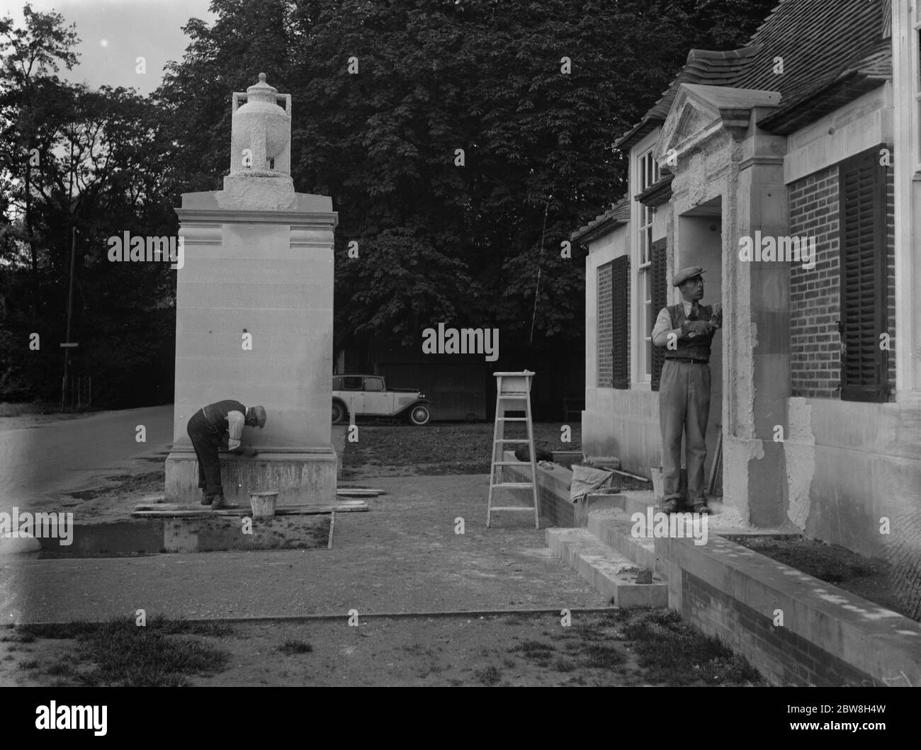 Renovierung der beschädigten Gedenkstätte in Runnymede . 14. Oktober 1932 Stockfoto