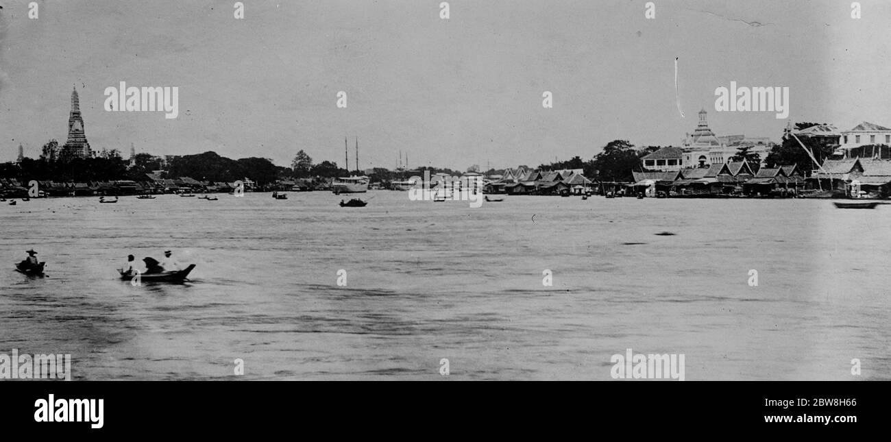 Der Menam Fluss bei Bangkok, der überbrückt werden soll. 21 Dezember 1928 Stockfoto