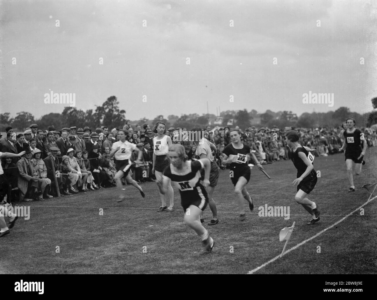 Bexley Heath Leichtathletik Staffellauf Rennen . 1937 Stockfoto